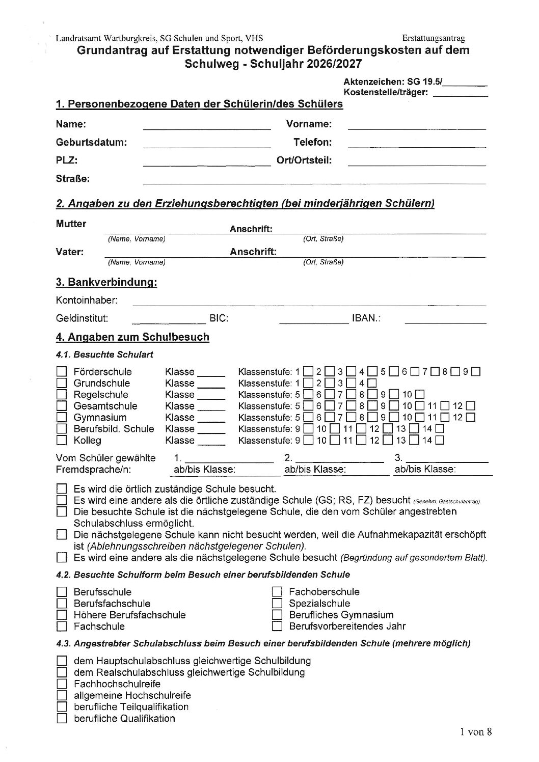 Grundantrag Beförderungskosten Thüringen SJ 26 27